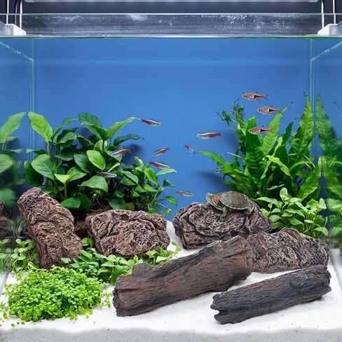 jiebor 5 Pcs Fake Plastic Rocks and Miniature Tree Stumps Set Artificial Stone Diorama Accessories for Train Landscape Sand Table Fairy Garden Aquarium Decor Scenery Material Supplies DIY Crafts in Kuwait