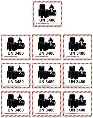 UN3480 ملصقات شحن بطارية ليثيوم أيون مجموعة من 10، 3 بوصة × 4 بوصة in Kuwait