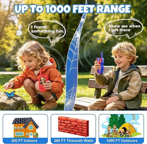 Video Walkie Talkies for Kids 2 Pack Rechargeable with Screen HD Camera & Voice Changer, Max 1000FT Range Spider Toy for Indoor Outdoor Camping, Hiking, Christmas Birthday Gift for Boys Girls Age 3-12 in Saudi Arabia