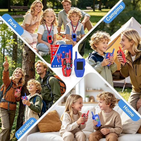 Video Walkie Talkies for Kids 2 Pack Rechargeable with Screen HD Camera & Voice Changer, Max 1000FT Range Spider Toy for Indoor Outdoor Camping, Hiking, Christmas Birthday Gift for Boys Girls Age 3-12 in Saudi Arabia