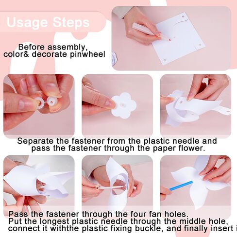 Yolyoo 50 Pack DIY Pinwheels Paper Crafts,Bulk Blank Color Your Own Paper Pinwheels for Patriotic Memorial Day Spring Summer Activity Party Favor Supplies in Saudi Arabia