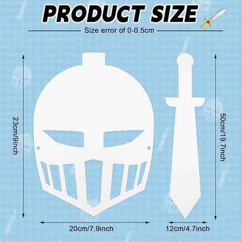 Mooliwe 24 Pack Color Your Own Knight Mask and Swords Craft Kit with Elastic Cord Kids Knight Party Decorations for Kids Vacation Bible School Supplies in Kuwait