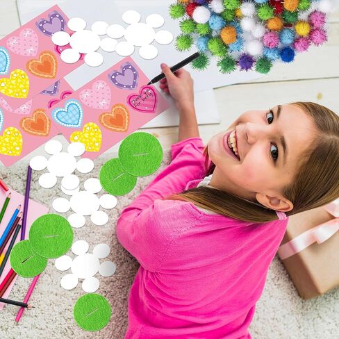 WATINC Mother’s Day Flower Paper Pot Craft Kits - 36 Pack Springtime Pom Pom Flower Decorations, Make Your Standing Glitter Gift Crafts, Fun DIY Decor Home School Classroom Art Activities in Kuwait