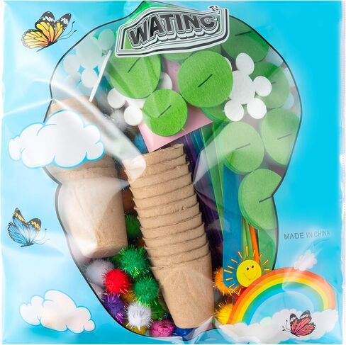 WATINC Mother’s Day Flower Paper Pot Craft Kits - 36 Pack Springtime Pom Pom Flower Decorations, Make Your Standing Glitter Gift Crafts, Fun DIY Decor Home School Classroom Art Activities in Kuwait