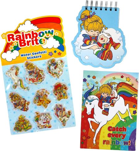 Rainbow Brite Stationery Set with Spiral Notebook, Hardcover Journal, Water Confetti Puffy Stickers, Kids Writing Set in Kuwait
