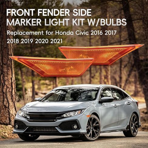 Front Fender Side Marker Light Kit W/Bulbs Replacement for Honda Civic 2016 2017 2018 2019 2020 2021 33800TBAA02 33850TBAA02 in Saudi Arabia