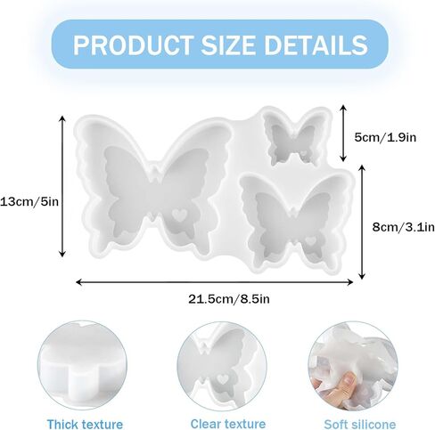 Epoxy Resin Molds for Spring Butterfly, Butterfly Resin Molds Set of 3 Sizes, Silicone Molds for Resin Casting, Soap, Candle, Flowers Preservation, Spring Decor in Saudi Arabia