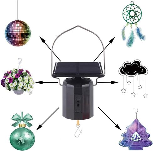 Solar Wind Spinner Motor — Rotator for Wind Spinners,Wind Chimes,Crystal Mobiles & Hanging Decorations | 40-50 RPM | Up to 6 lbs | No Batteries | Waterproof Outdoor Swivel Hook Motor in Kuwait