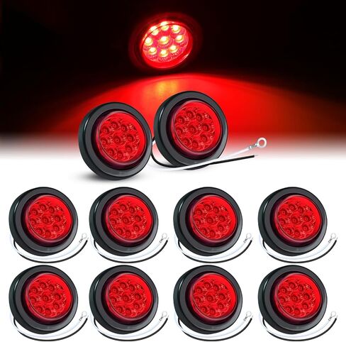 TMH 2 جهاز كمبيوتر شخصى 2 "أضواء علامة LED مستديرة العنبر مع عاكسات أضواء ضفيرة التخليص / ث ضوء علامة جانبية مقاومة للماء محكمة الغلق مطاطية لمقطورة الشاحنة (حزمة من 2) 12 فولت تيار مستمر in Kuwait
