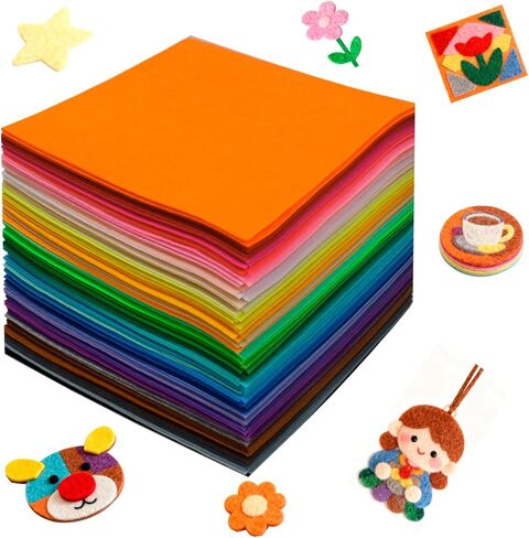 120 Pcs Craft Felt Sheets, 12 x 12 inch Soft Felt Squares for Crafts - 40 Assorted Colors Bulk Felt Fabric Sheets, Non-Woven DIY Craft Felt for Sewing, Patchwork, School & Holiday Decorations in Saudi Arabia