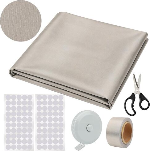 1+103P Faraday Fabric Set, Larbeti 43" × 108" Faraday Cloth & 1" × 23.6" Faraday Tape to DIY Faraday Material Case, Bag to Block Signals with 1P Scissors, 1P Ruler, 100P Hook-and-Loop Fastener in Saudi Arabia