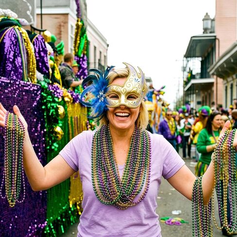 Okllen 200 Pieces Mardi Gras Plastic Bead Necklaces, 33" Colorful Bead Necklaces Bulk for Parade Throws, Christmas, Birthday, Costume Dress Up, St. Patrick’s Day & Carnival Decorations, 10 Colors in Kuwait