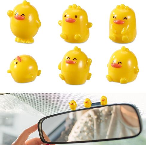 6pcs Mini Duck Car Ornaments, Tiny Cute Rearview Mirror & Dashboard Interior Miniature Various Funny Animal Small Resin Duck Bulk Decoration for Women Men Automotive Desktop Office Decor Figurines in Kuwait