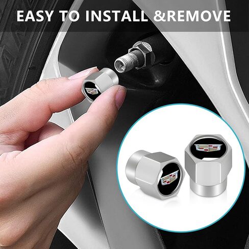 Tire Valve Stem Caps for Cadillac ATS CTS EXT SRX XTS XLR ELR Series Metal Car Wheel Air caps Auto Valve Stem Caps Accessories 4 Pcs Silver in Saudi Arabia