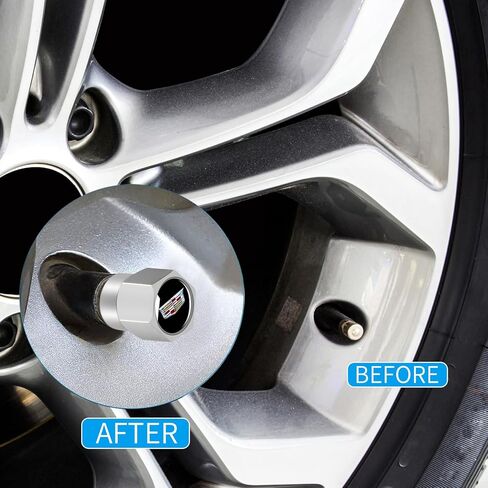 Tire Valve Stem Caps for Cadillac ATS CTS EXT SRX XTS XLR ELR Series Metal Car Wheel Air caps Auto Valve Stem Caps Accessories 4 Pcs Silver in Saudi Arabia