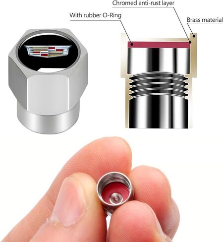 Tire Valve Stem Caps for Cadillac ATS CTS EXT SRX XTS XLR ELR Series Metal Car Wheel Air caps Auto Valve Stem Caps Accessories 4 Pcs Silver in Saudi Arabia