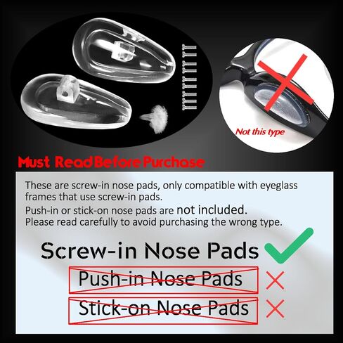 Eyeglass Nose Pads Repair Kit, TEKPREM 24 Pairs of Eye Glasses Nose Pads with 6 Different Types of Screw in Silicone Nose Pads,Screws,Screwdrivers and Cloth for Sunglasses and Children's Glasses in Saudi Arabia