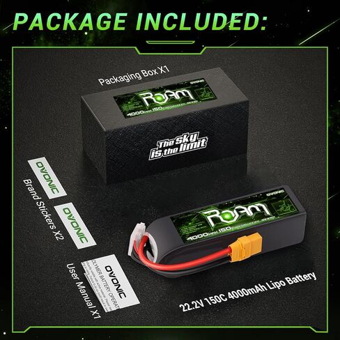 OVONIC 6S Lipo Battery 4000mAh 22.2V 150C with XT90 Plug for RC Truck Truggy Buggy Tank RC Car Racing Hobby in Kuwait
