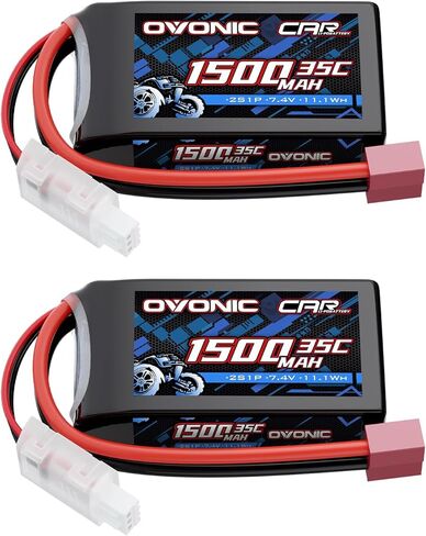 OVONIC 2S Lipo Battery 1500mAh 7.4V 35C Shorty Pack Battery with Dean-Style T Plug for RC Car Truck RC Vehicles Boat Drone RC Airplane Quadcopter Helicopter FPV Racing Hobby Models 2 Batteries in Kuwait