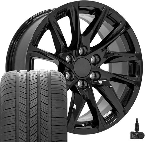 OE Wheels CA90 20 inch Rims, Tires & TPMS Fit Escalade Style 6x139.7 20x9 Gloss Black - Hollander 4875 - Goodyear Eagle LS2 275/55-20 (Set of 4) in Kuwait