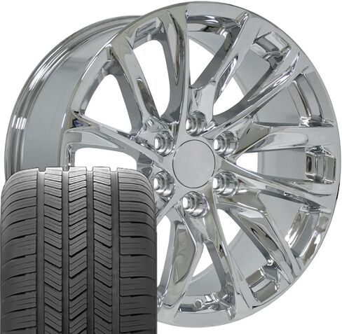 OE Wheels CA90 20 inch Rims, Tires & TPMS Fit Escalade Style 6x139.7 20x9 Gloss Black - Hollander 4875 - Goodyear Eagle LS2 275/55-20 (Set of 4) in Kuwait