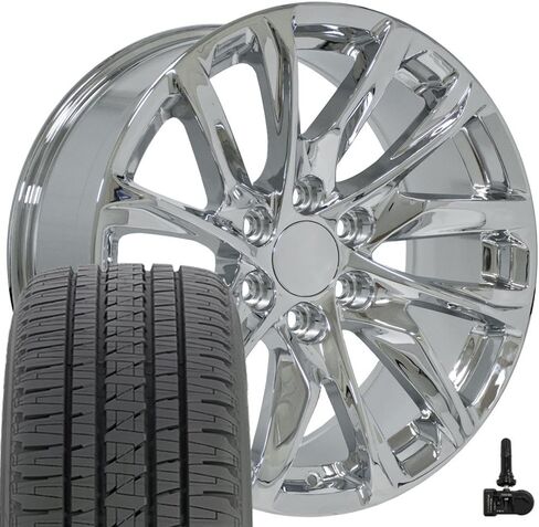 OE Wheels CA90 20 inch Rims, Tires & TPMS Fit Escalade Style 6x139.7 20x9 Gloss Black - Hollander 4875 - Goodyear Eagle LS2 275/55-20 (Set of 4) in Kuwait