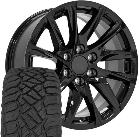 OE Wheels CA90 20 inch Rims, Tires & TPMS Fit Escalade Style 6x139.7 20x9 Gloss Black - Hollander 4875 - Goodyear Eagle LS2 275/55-20 (Set of 4) in Kuwait
