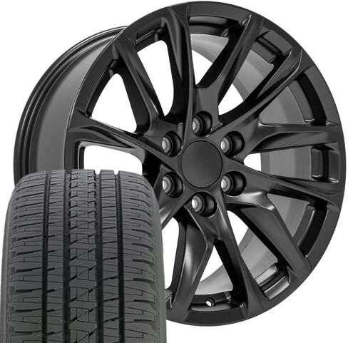 OE Wheels CA90 20 inch Rims, Tires & TPMS Fit Escalade Style 6x139.7 20x9 Gloss Black - Hollander 4875 - Goodyear Eagle LS2 275/55-20 (Set of 4) in Kuwait