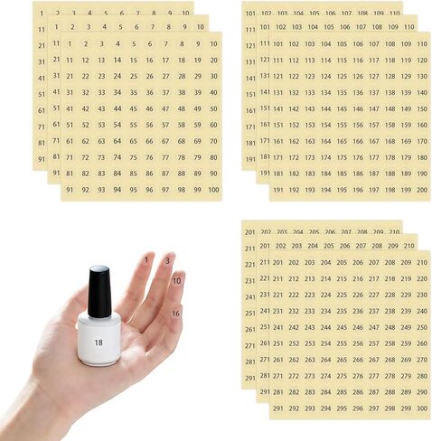 9 Sheets Small Number Stickers,1 to 300 Round Clear Consecutive Inventory Number Stickers,Self Adhesive Waterproof Storage Organizing Labels for Categorization Nail Polish Cosmetics in Kuwait