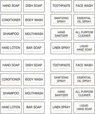 32PCS Clear Bathroom Labels for Soap Dispensers - Transparent PVC Waterproof Preprinted Stickers, Minimalist Set for Hand Soap, Shampoo, Conditioner, Lotion & Shower Bottles (Clear, 2.4" x 1.4") in Saudi Arabia