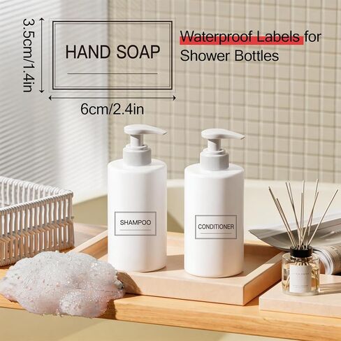 32PCS Clear Bathroom Labels for Soap Dispensers - Transparent PVC Waterproof Preprinted Stickers, Minimalist Set for Hand Soap, Shampoo, Conditioner, Lotion & Shower Bottles (Clear, 2.4" x 1.4") in Saudi Arabia