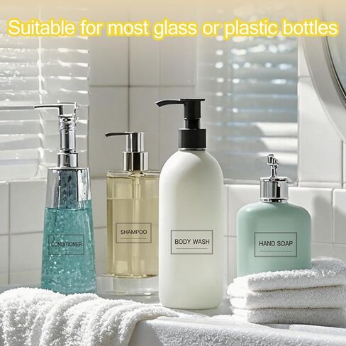 32PCS Clear Bathroom Labels for Soap Dispensers - Transparent PVC Waterproof Preprinted Stickers, Minimalist Set for Hand Soap, Shampoo, Conditioner, Lotion & Shower Bottles (Clear, 2.4" x 1.4") in Saudi Arabia