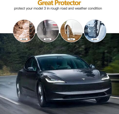 HSB نموذج مطور 3 اللوحات الطينية المتوافقة مع Tesla New Model 3 2024 Splash Guards حماية رواسب السيارة بدون حفر Mudflaps واقي الإطارات Mudflaps جميع الملحقات الخارجية للطقس (مجموعة من 4) in Kuwait