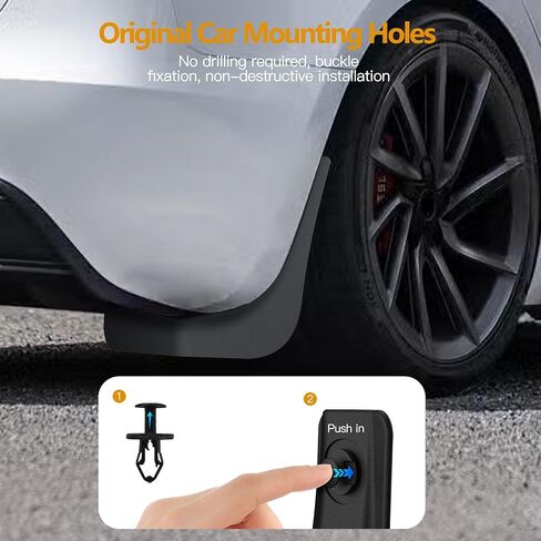 HSB نموذج مطور 3 اللوحات الطينية المتوافقة مع Tesla New Model 3 2024 Splash Guards حماية رواسب السيارة بدون حفر Mudflaps واقي الإطارات Mudflaps جميع الملحقات الخارجية للطقس (مجموعة من 4) in Kuwait