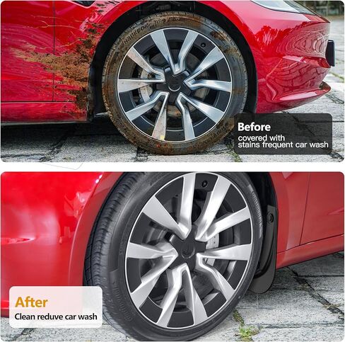 HSB نموذج مطور 3 اللوحات الطينية المتوافقة مع Tesla New Model 3 2024 Splash Guards حماية رواسب السيارة بدون حفر Mudflaps واقي الإطارات Mudflaps جميع الملحقات الخارجية للطقس (مجموعة من 4) in Kuwait