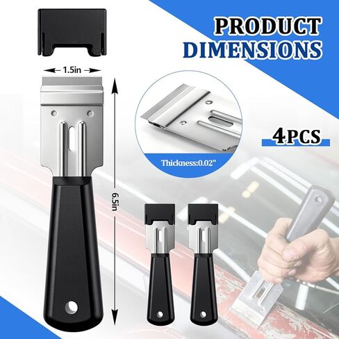 4 Pcs Wide Windshield Urethane Pinchweld Scraper Auto Glass Urethane Rubber Scraper Blade for Removing Labels, Stickers, Appliance Grease, and More from Windshields, Tint, and Glass in Saudi Arabia