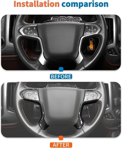 طقم إكسسوارات داخلية من ألياف الكربون الأسود مكون من 8 قطع من JeCar لسيارة 2014-2017 Chevy Silverado GMC-Sierra - مجموعة ترقية ديكور لوحة أجهزة القياس ABS in Kuwait