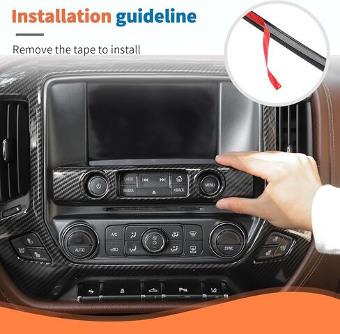 طقم إكسسوارات داخلية من ألياف الكربون الأسود مكون من 8 قطع من JeCar لسيارة 2014-2017 Chevy Silverado GMC-Sierra - مجموعة ترقية ديكور لوحة أجهزة القياس ABS in Kuwait