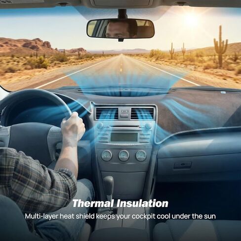 JOYTUTUS Flannel Dash Cover Mat Compatible with Toyota Camry 2007-2011, Dashboard Cover with Pre-Cut Vents, Non-Slip Silicone Backing, Anti-Glare Sunshade, No Adhesive Residue, Interior Dash Protector in Kuwait