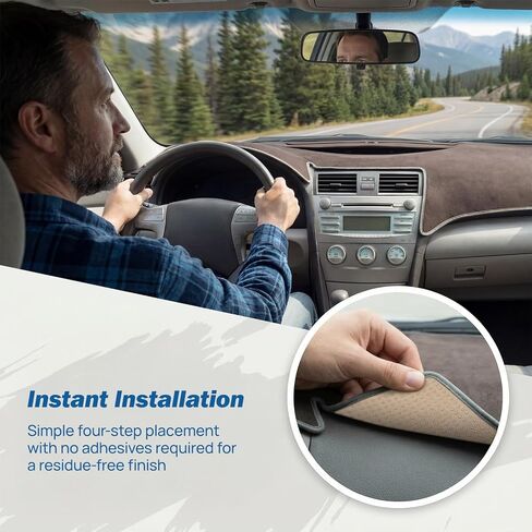 JOYTUTUS Flannel Dash Cover Mat Compatible with Toyota Camry 2007-2011, Dashboard Cover with Pre-Cut Vents, Non-Slip Silicone Backing, Anti-Glare Sunshade, No Adhesive Residue, Interior Dash Protector in Kuwait