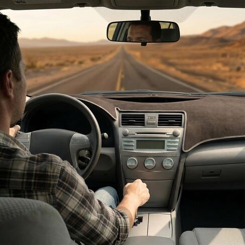 JOYTUTUS Flannel Dash Cover Mat Compatible with Toyota Camry 2007-2011, Dashboard Cover with Pre-Cut Vents, Non-Slip Silicone Backing, Anti-Glare Sunshade, No Adhesive Residue, Interior Dash Protector in Kuwait