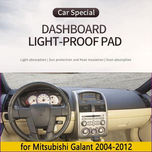 Black Flannel Car Dashboard Mat Cover Compatible with Left Hand Drive Mitsubishi Galant 380 MK9 2004-2012 in Saudi Arabia