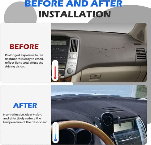 Dashboard Cover Dash Cover Mat Compatible with Lexus 2004-2006 RX330, 2007-2009 RX350, 2006-2008 RX400h, Dash Board Cover Sunshade Glare UV Rays Protector, Black in Saudi Arabia