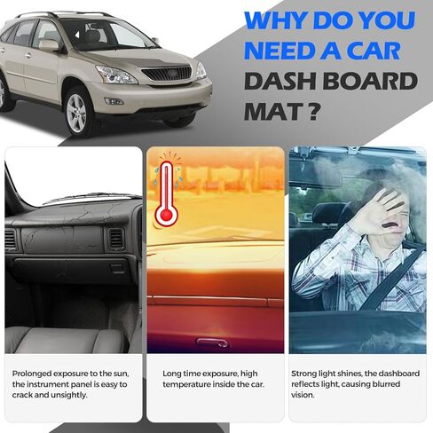 Dashboard Cover Dash Cover Mat Compatible with Lexus 2004-2006 RX330, 2007-2009 RX350, 2006-2008 RX400h, Dash Board Cover Sunshade Glare UV Rays Protector, Black in Saudi Arabia