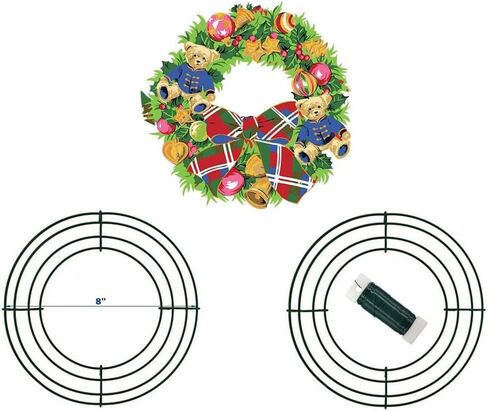 8 Inch Christmas Wire Wreath Frame Metal Wreath Form Front Door Wreath Ring for New Year Decors Crafts DIY，10 Pack in Saudi Arabia