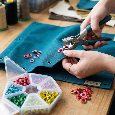 Fumete 210 Pcs 5mm Metal Eyelets with Storage Box 3/16 Inch Colors Eyelets 4 Shapes Round Star Heart Flower Eyelet for Leather Fabric Shoes Clothes Paper Crafts Bag DIY Project in Kuwait