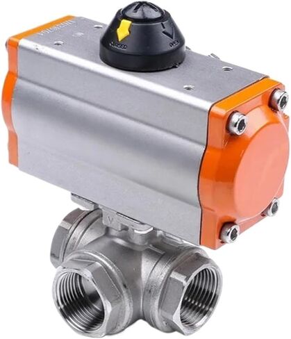1" 304 Stainless steel 3 Way High Platform Pneumatic Ball Valve With Double Acting Cylinder(L Type) in Saudi Arabia