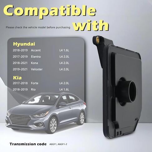 A6GF1 A6GF1-2 Automotive Trans Transmission Filter Kits Oil Pan Gasket L4 1.6L 2.0L Compatible with Hyundai for Kia Elantra Forte Kona Rio Accent Veloster 17-21 Replaces 46321-2F000 in Kuwait