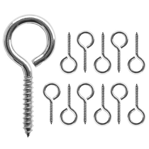 12 Pcs Screws Eye Hooks 2.56 Inch 304 Stainless Steel Heavy Duty Eye Hooks Screw,m5 Screw Eye,Rust and Corrosion Resistant,Load Bearing 200LB,Indoor & Outdoor Use (12) in Saudi Arabia