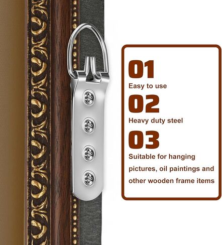 D Ring Picture Hangers, 6Pcs D Ring Hangers 24pcs Screws Heavy Duty Hanging System for Large Frames & Mirrors Easy Install Silver Finish in Saudi Arabia